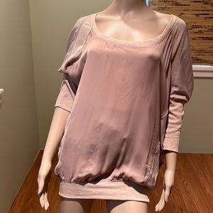 Fate Tan Mixed Material Pullover Blouse Size L